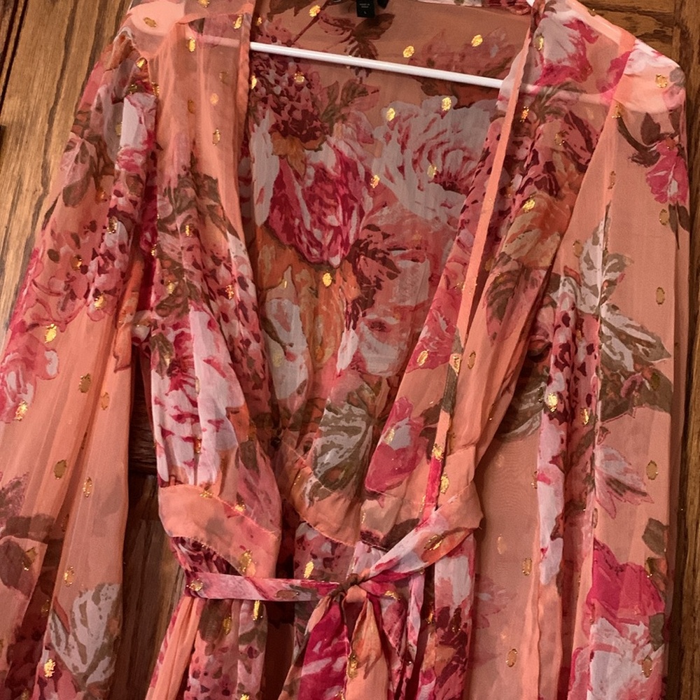 Express Floral Sheer Long Robe - Picture 3 of 4